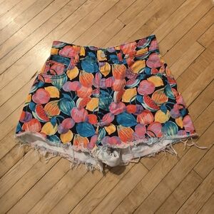 Zara Multicolor Patterned Jean Shorts
